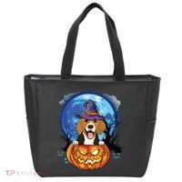 Beagle Witch Hat Pumpkin Scary Halloween Dog Lovers Tote Bag thumb 0