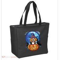 Beagle Witch Hat Pumpkin Scary Halloween Dog Lovers Tote Bag thumb 2
