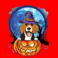 Beagle Witch Hat Pumpkin Scary Halloween Dog Lovers Santa Hat thumb 1