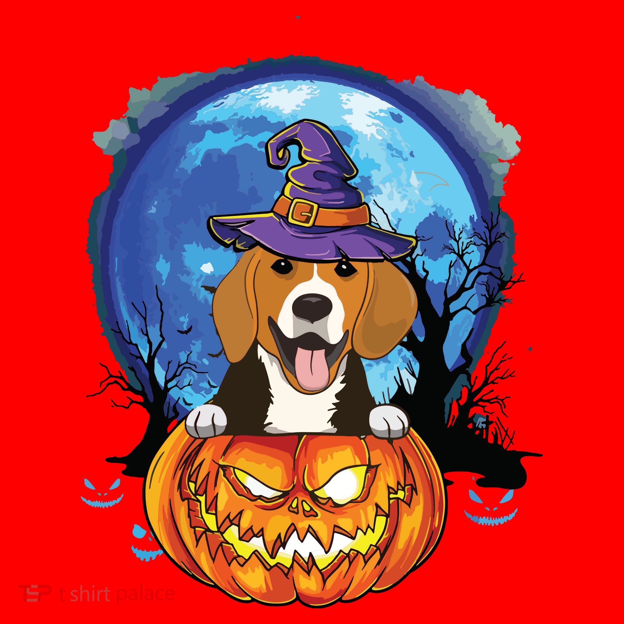 Beagle Witch Hat Pumpkin Scary Halloween Dog Lovers Santa Hat