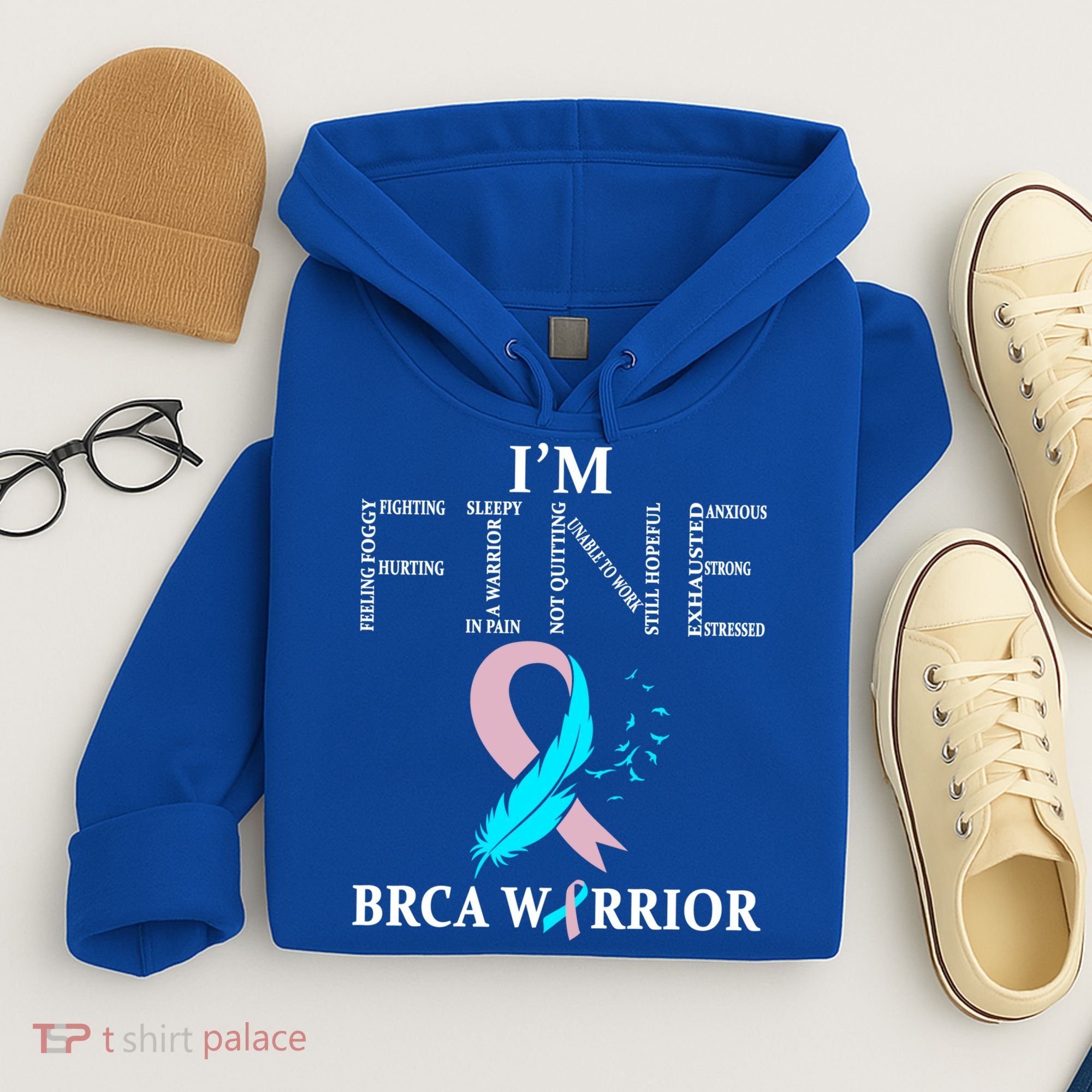 Brca Warrior I'm Fine Breast Cancer Awareness Gift Hoodie