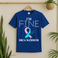 Brca Warrior I'm Fine Breast Cancer Awareness Gift T-Shirt thumb 2