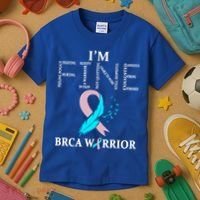 Brca Warrior I'm Fine Breast Cancer Awareness Gift Kids T-Shirt thumb 3