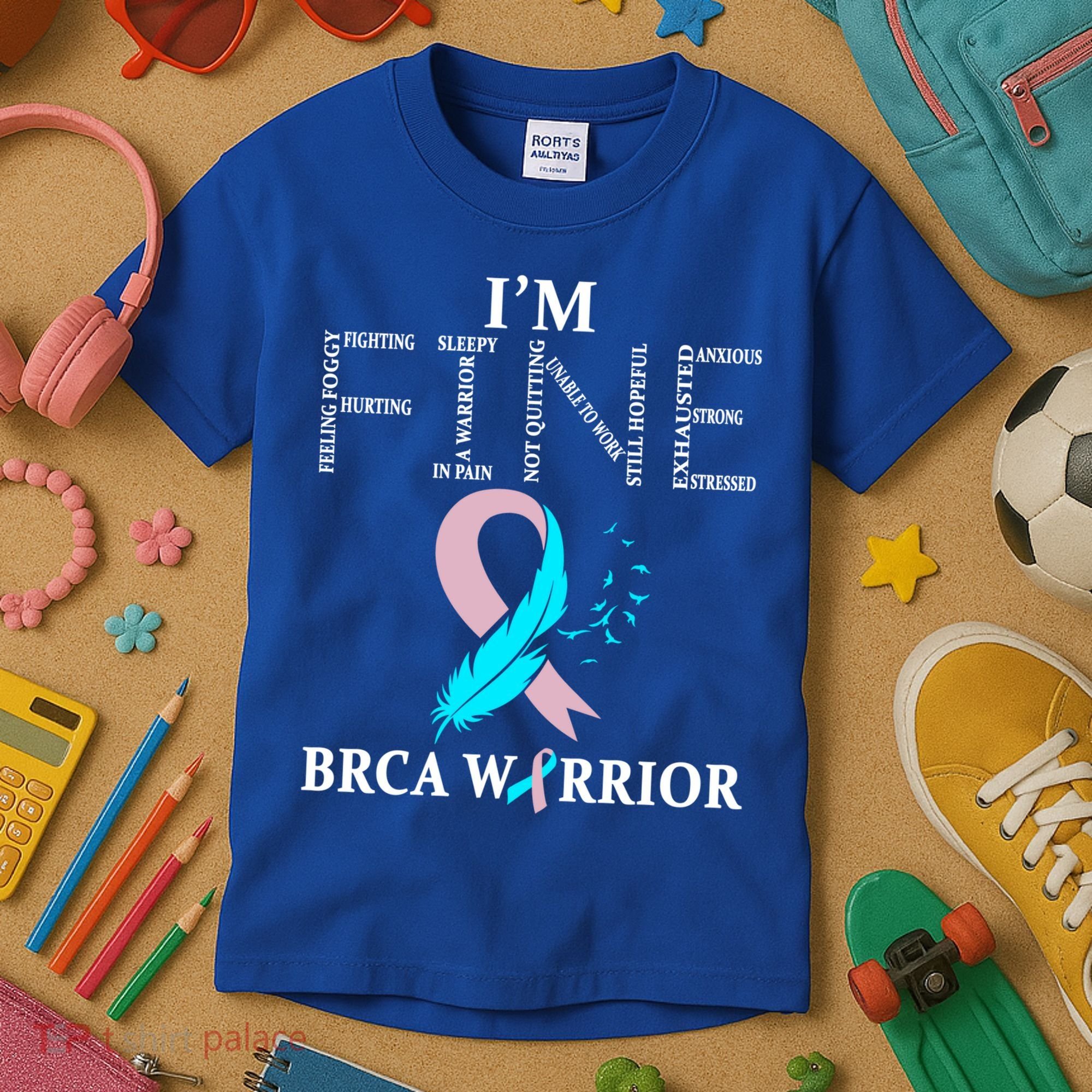 Brca Warrior I'm Fine Breast Cancer Awareness Gift Kids T-Shirt