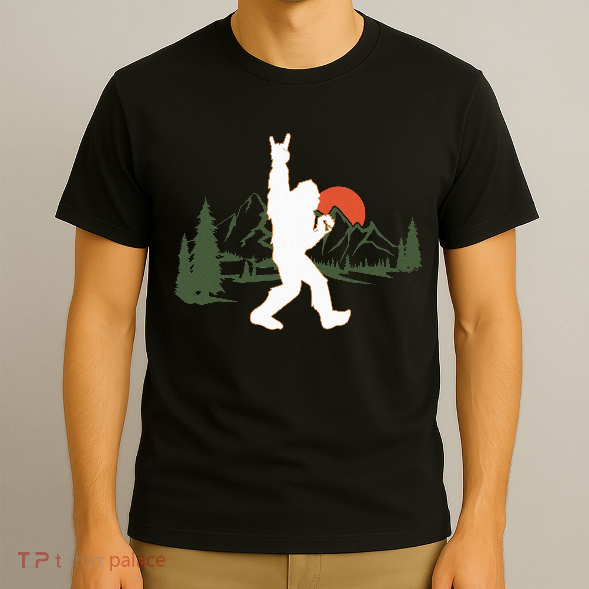 Bigfoot Walking in The Forest Vintage Sasquatch T-Shirt