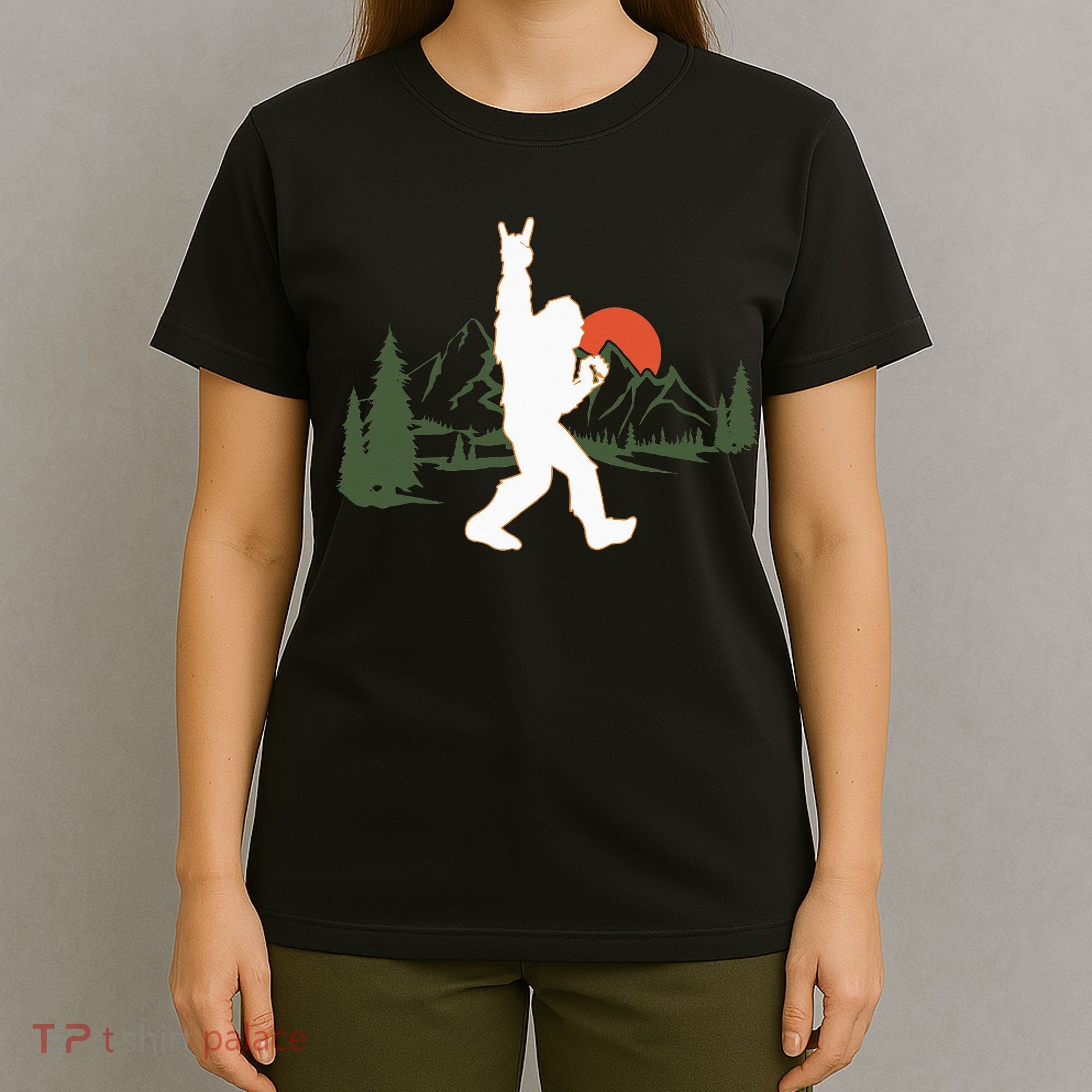 Bigfoot Walking in The Forest Vintage Sasquatch T-Shirt