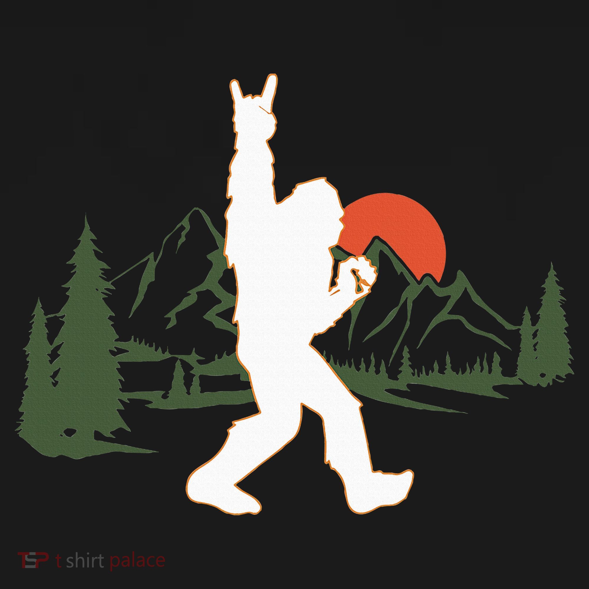 Bigfoot Walking in The Forest Vintage Sasquatch T-Shirt