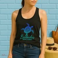Barbados West Indies Bajan Sea Turtle Scuba Diving Women's Tank Top thumb 2