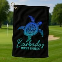 Barbados West Indies Bajan Sea Turtle Scuba Diving Golf Towel thumb 1