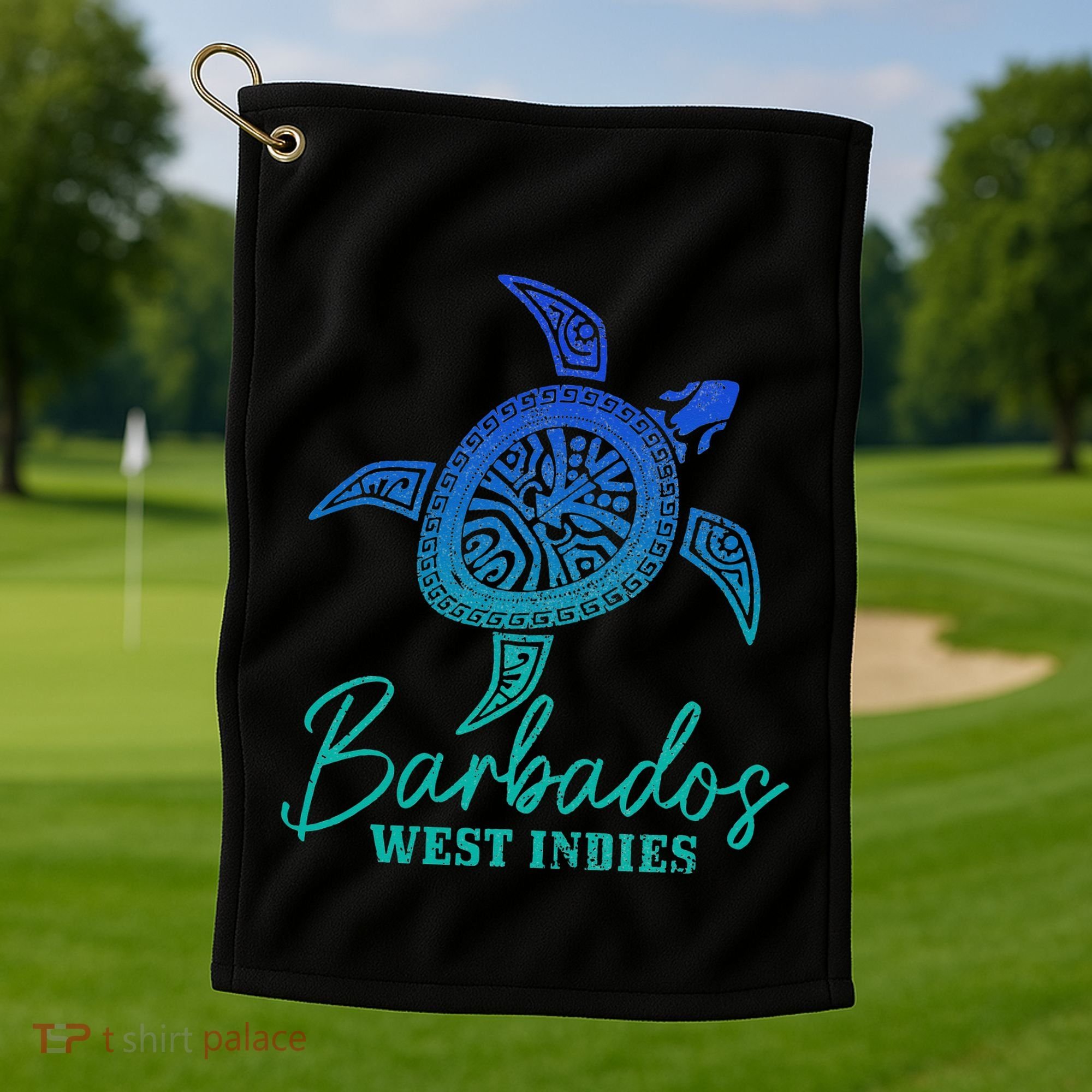 Barbados West Indies Bajan Sea Turtle Scuba Diving Golf Towel