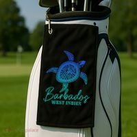 Barbados West Indies Bajan Sea Turtle Scuba Diving Golf Towel thumb 2