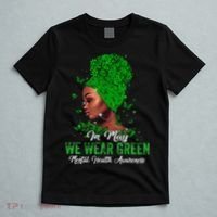 Black Women In May We Wear Green Mental Health Awareness T-Shirt thumb 5
