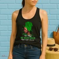 Black Women In May We Wear Green Mental Health Awareness Women's Tank Top thumb 2