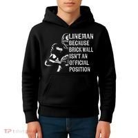 Brick Wall Isnt An Position Football Lineman Gifts Kids Hoodie thumb 4