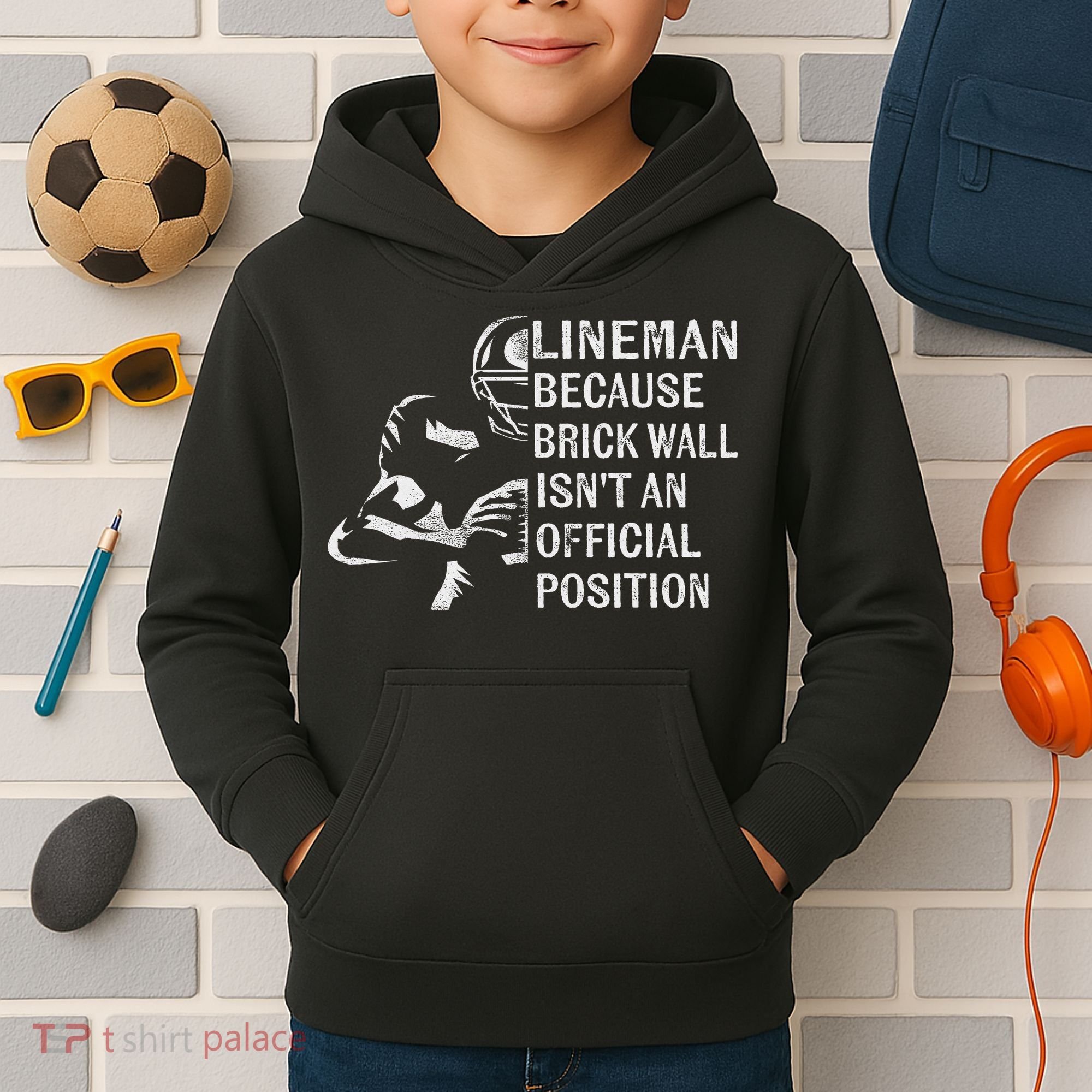 Brick Wall Isn't An Position Football Lineman Gifts Kids Hoodie