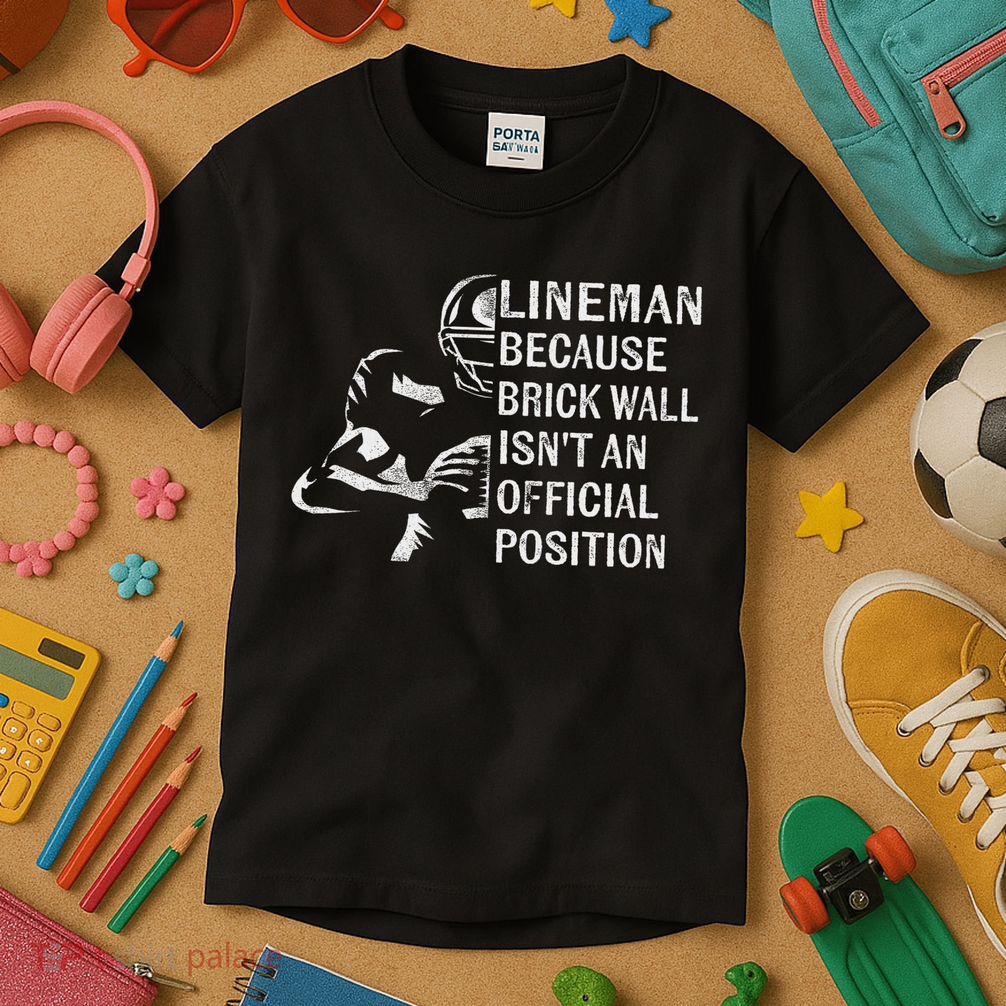 Brick Wall Isn't An Position Football Lineman Gifts Kids T-Shirt