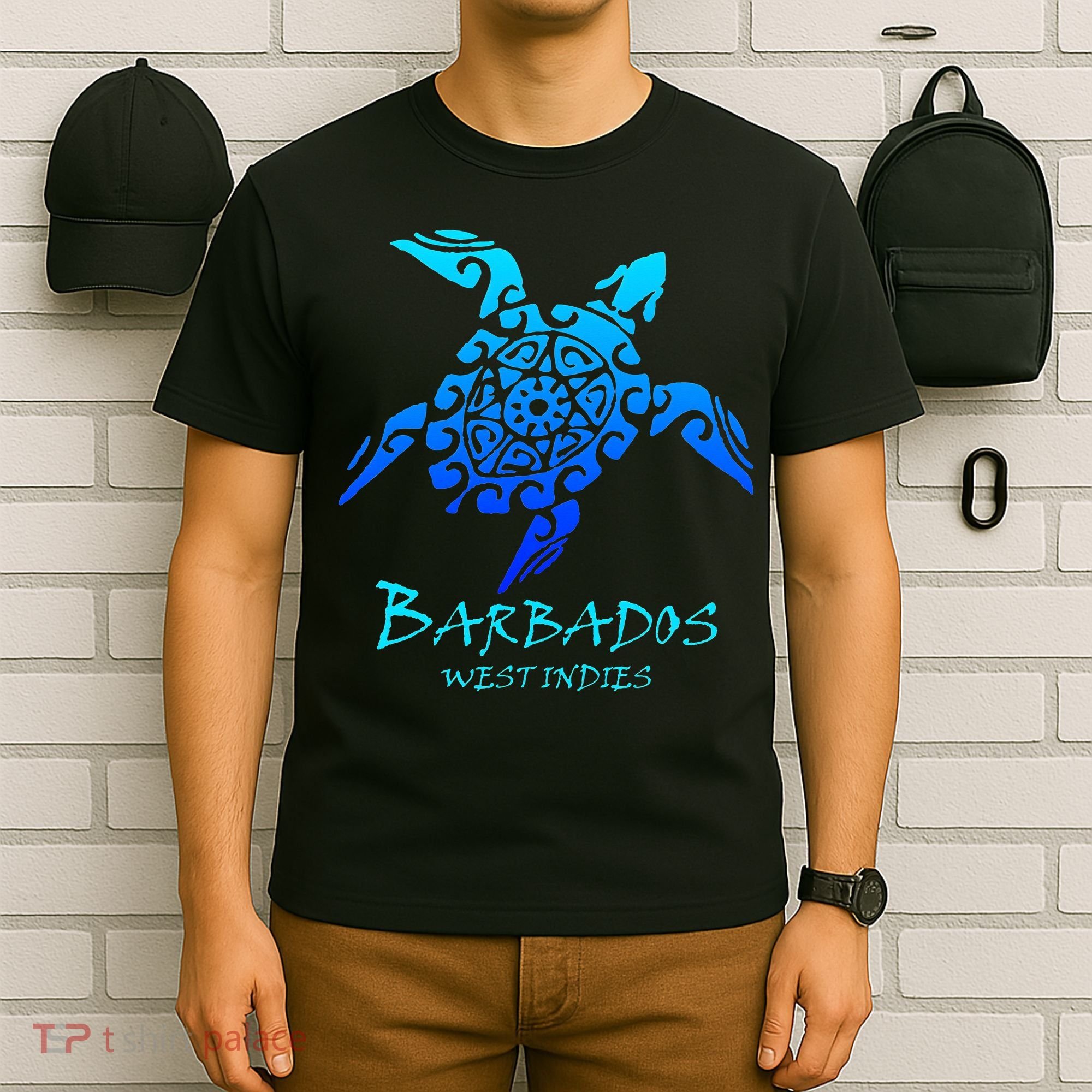 Barbados, West Indies Vintage Retro Tribal Turtle Vacation T-Shirt