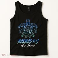 Barbados West Indies Beach Vacation Sea Turtle Tribal Tank Top thumb 2