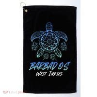 Barbados West Indies Beach Vacation Sea Turtle Tribal Golf Towel thumb 0