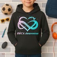 BRCA Warrior I'm Fine Breast Cancer Awareness Kids Hoodie thumb 2