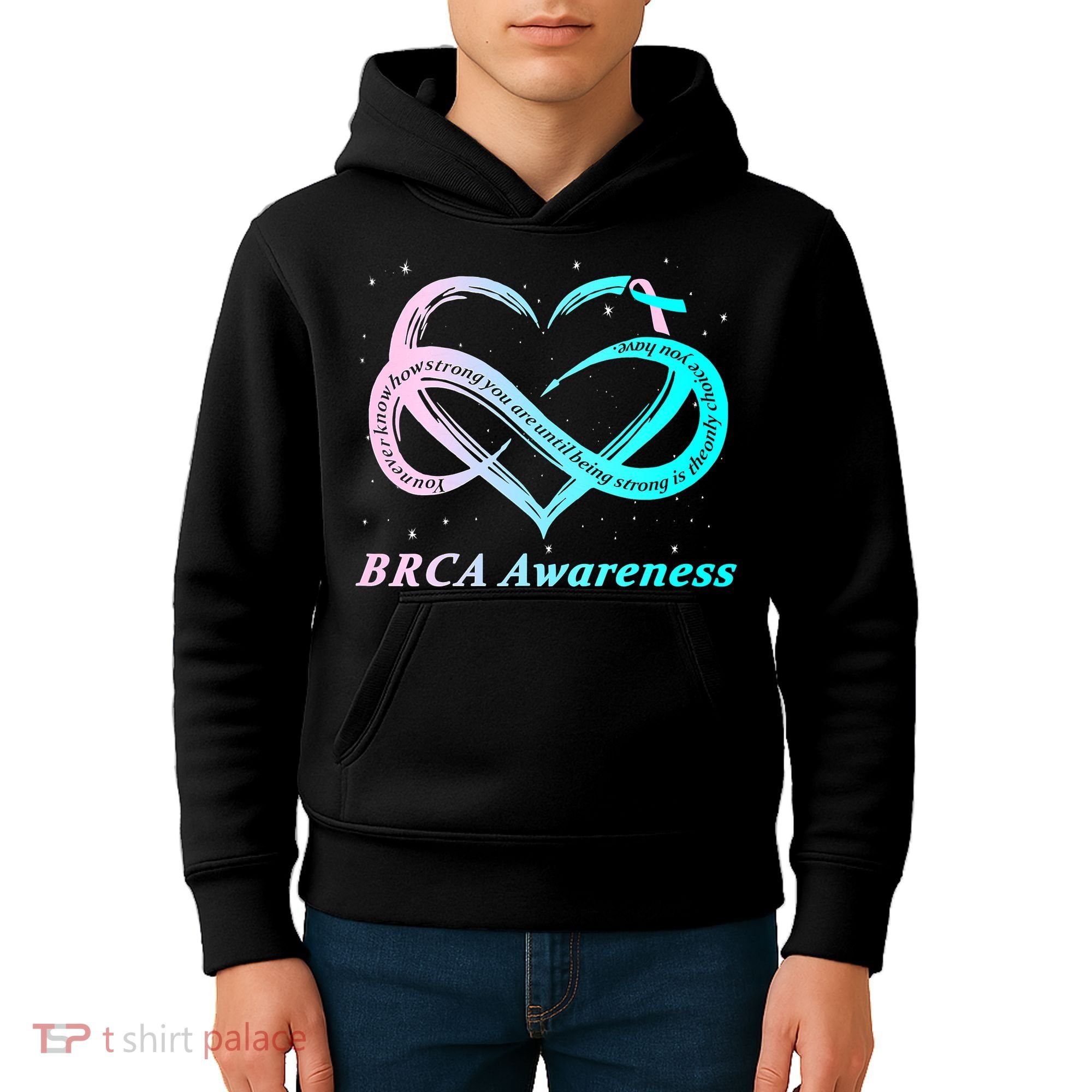 BRCA Warrior I'm Fine Breast Cancer Awareness Kids Hoodie