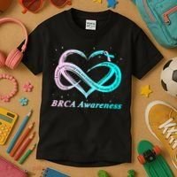 BRCA Warrior I'm Fine Breast Cancer Awareness Kids T-Shirt thumb 3
