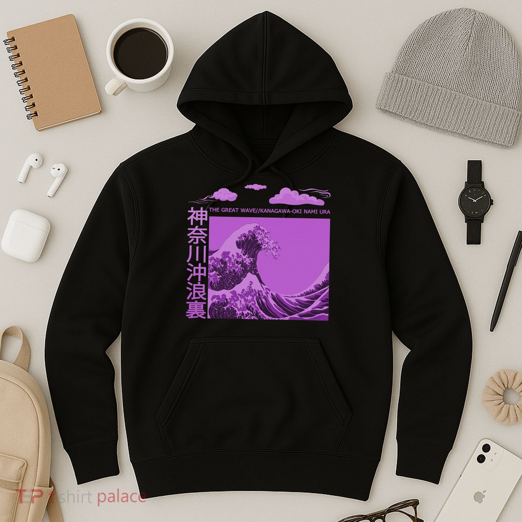 Big Wavy Japanese Purple  Hoodie