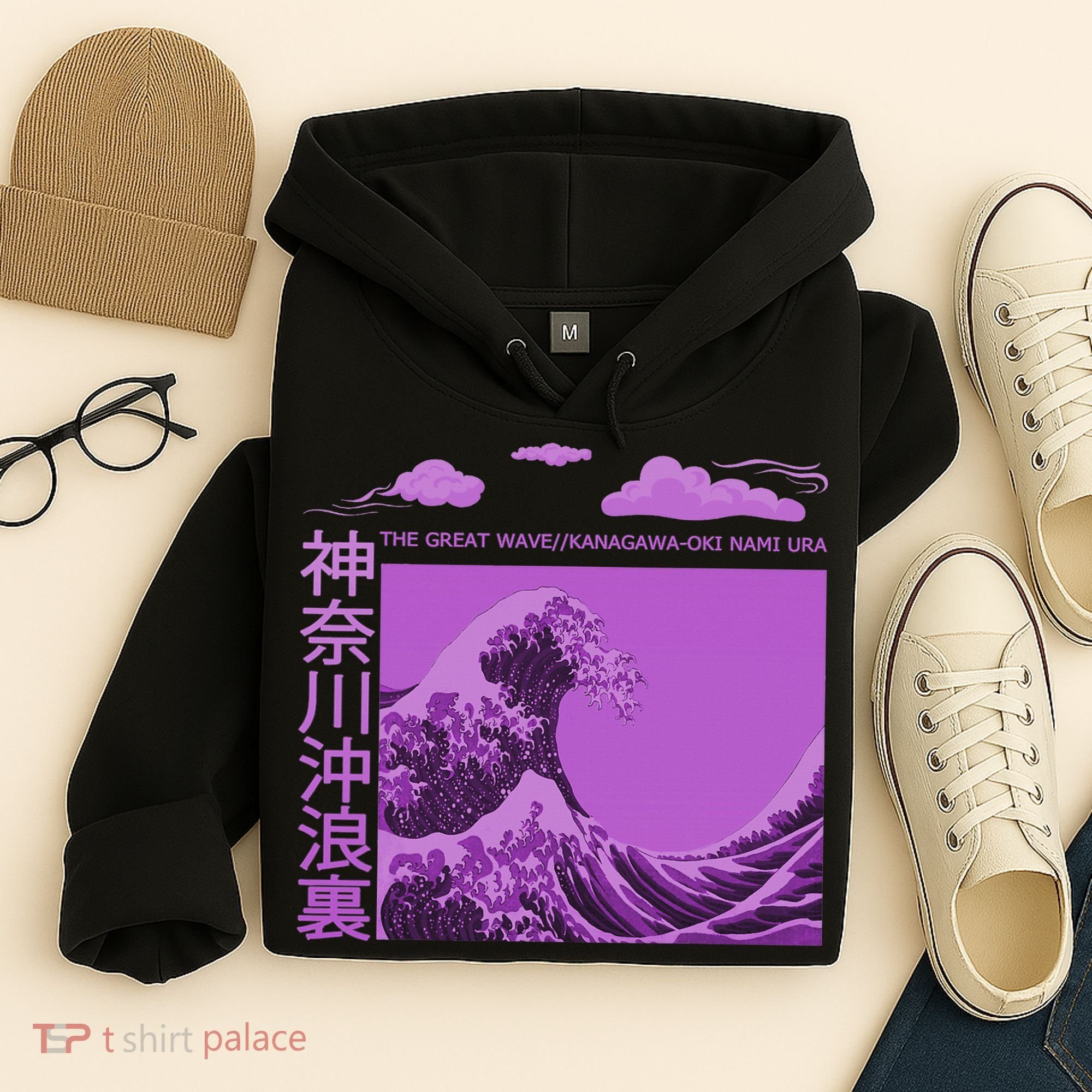 Big Wavy Japanese Purple  Hoodie