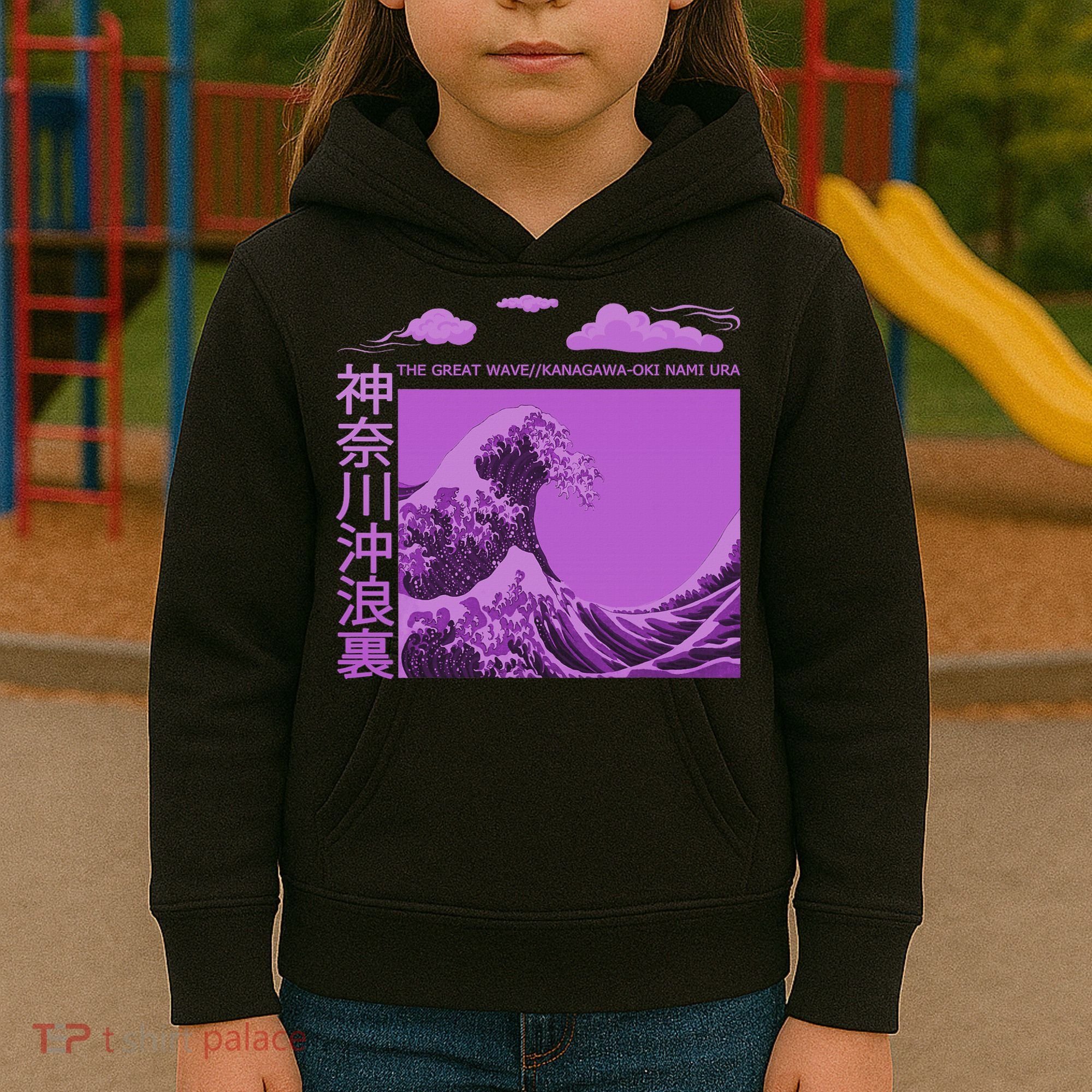 Big Wavy Japanese Purple  Kids Hoodie