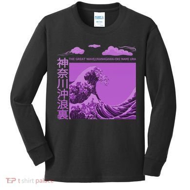 Big Wavy Japanese Purple  Kids Long Sleeve Shirt