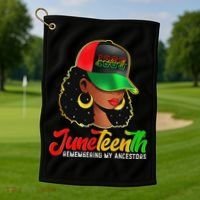 Black Women Junenth Remembering My Ancestors Golf Towel thumb 1
