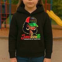 Black Women Junenth Remembering My Ancestors Kids Hoodie thumb 3