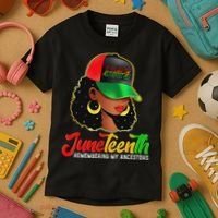Black Women Junenth Remembering My Ancestors Kids T-Shirt thumb 3