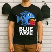 Blue Wave Kamala Funny Big Fish Eat Little Fish Trump Hair T-Shirt thumb 6