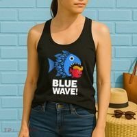Blue Wave Kamala Funny Big Fish Eat Little Fish Trump Hair Women's Tank Top thumb 2