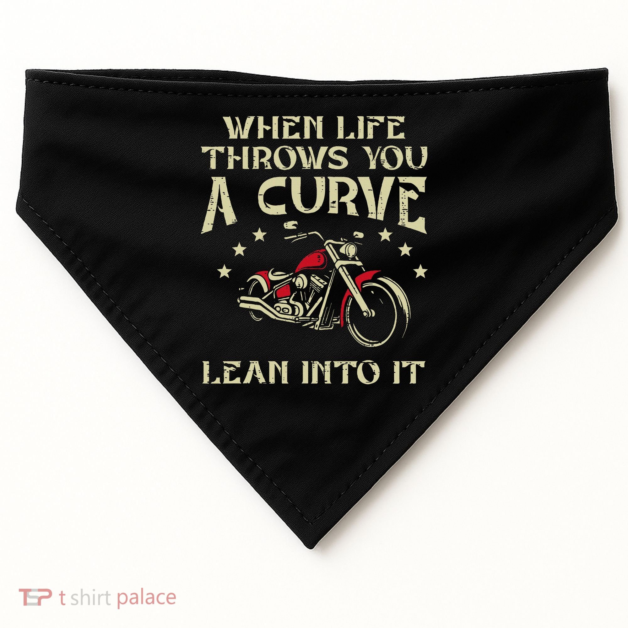 Biker When Life Throws You A Curve Motorcycle USA-Made Doggie Bandana