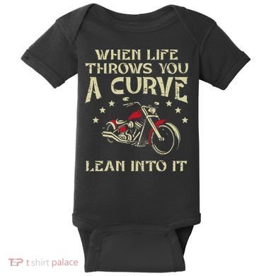 Biker When Life Throws You A Curve Motorcycle Baby Bodysuit