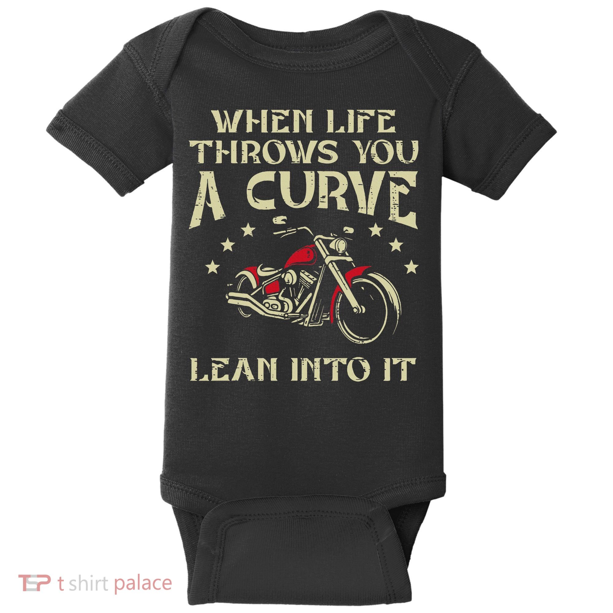 Biker When Life Throws You A Curve Motorcycle Baby Bodysuit