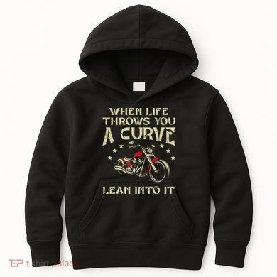 Biker When Life Throws You A Curve Motorcycle Kids Hoodie