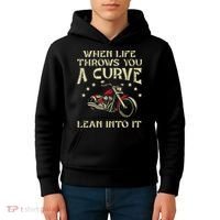 Biker When Life Throws You A Curve Motorcycle Kids Hoodie thumb 4