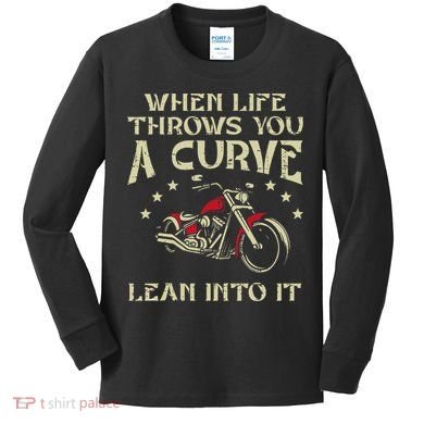 Biker When Life Throws You A Curve Motorcycle Kids Long Sleeve Shirt