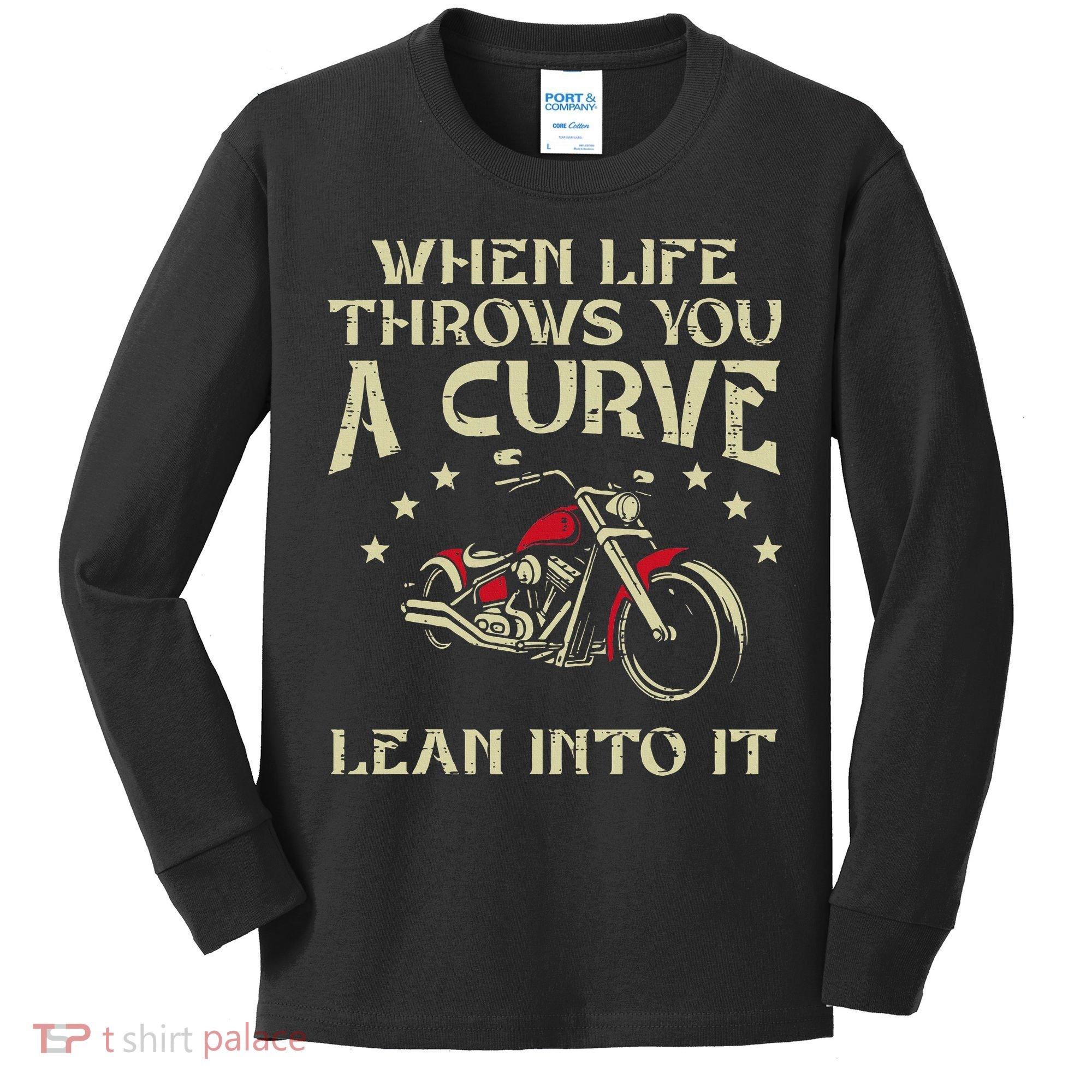 Biker When Life Throws You A Curve Motorcycle Kids Long Sleeve Shirt