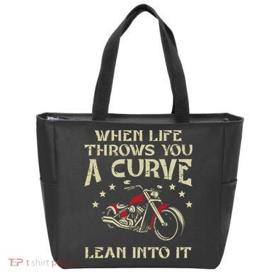 Biker When Life Throws You A Curve Motorcycle Tote Bag
