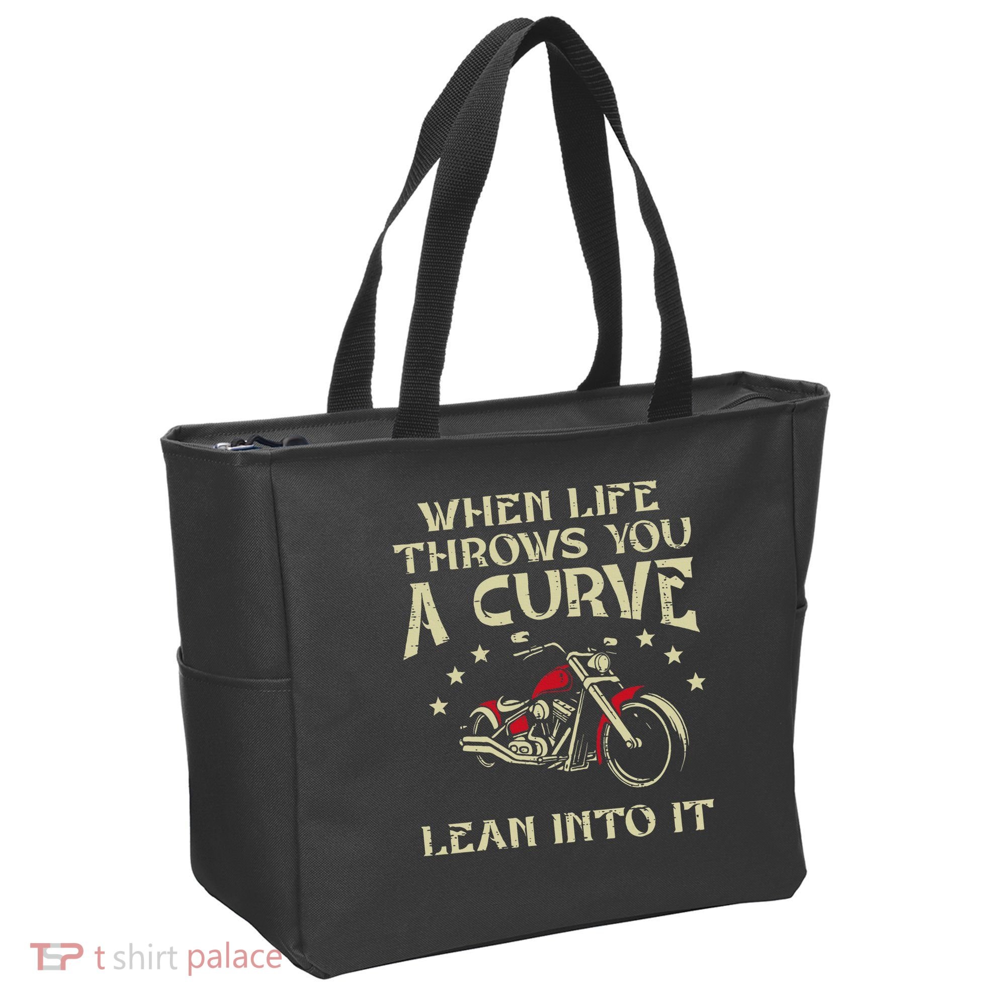 Biker When Life Throws You A Curve Motorcycle Tote Bag