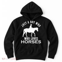 Boy Who Loves Horses Equestrian Horse Riding Gift For Boys Gift Hoodie thumb 0