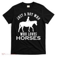 Boy Who Loves Horses Equestrian Horse Riding Gift For Boys Gift T-Shirt thumb 0