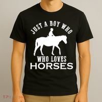 Boy Who Loves Horses Equestrian Horse Riding Gift For Boys Gift T-Shirt thumb 3