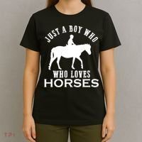 Boy Who Loves Horses Equestrian Horse Riding Gift For Boys Gift T-Shirt thumb 4