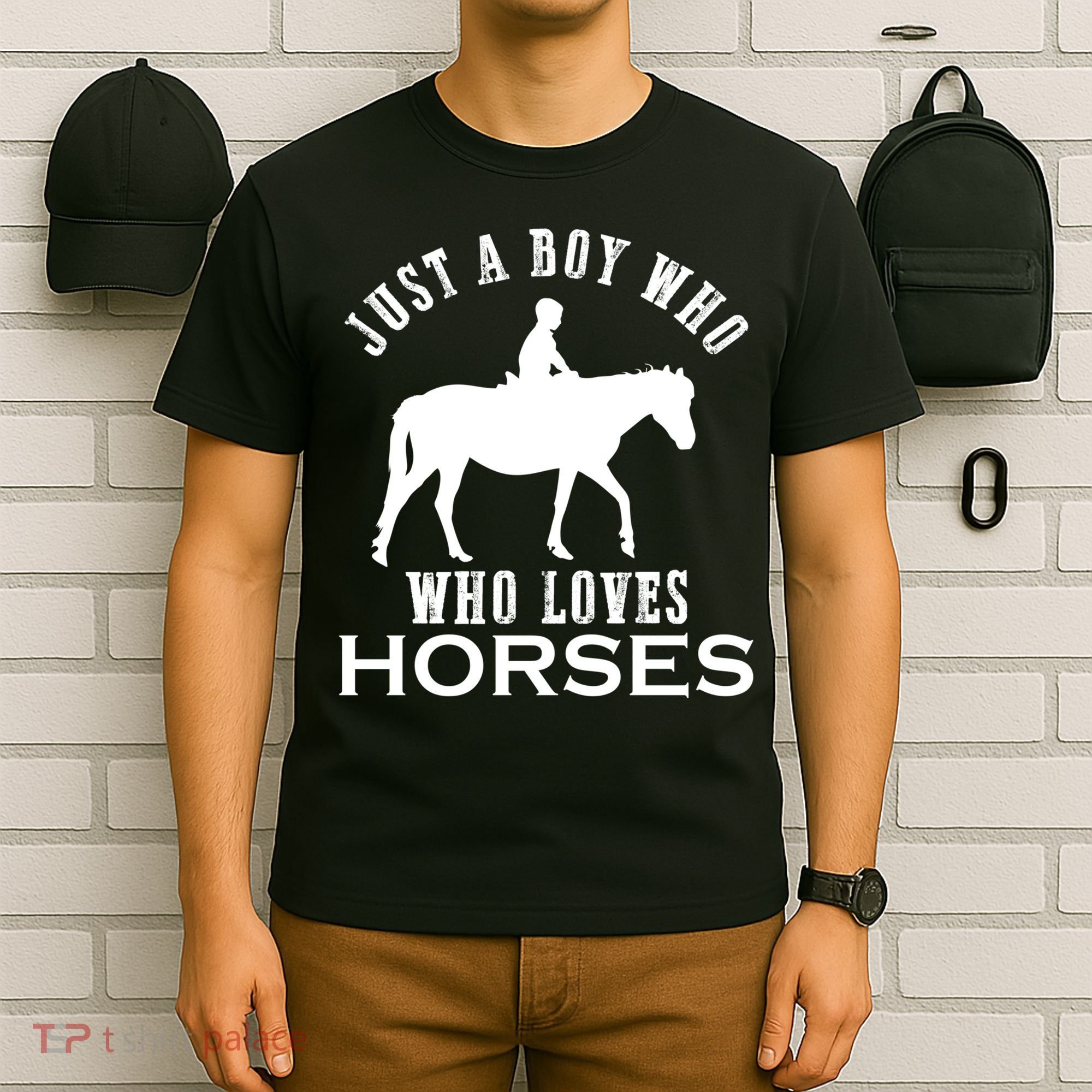 Boy Who Loves Horses Equestrian Horse Riding Gift For Boys Gift T-Shirt