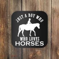 Boy Who Loves Horses Equestrian Horse Riding Gift For Boys Gift Coaster thumb 0
